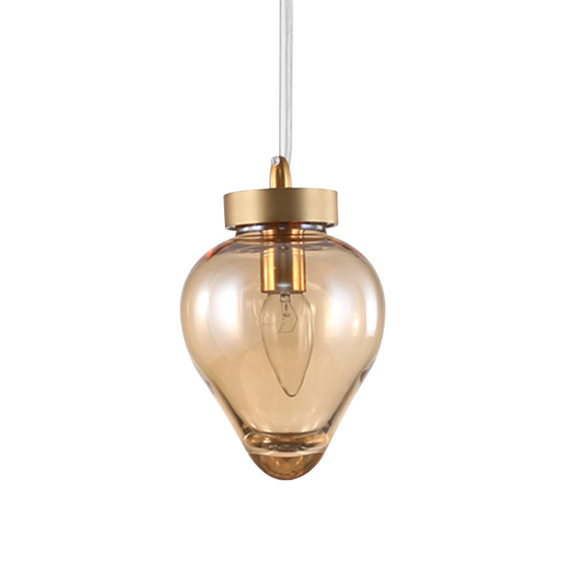 Gold Urn Pendant Lamp Modernist 1 Head Amber Glass Suspension Light for Dining Room Clearhalo 'Ceiling Lights' 'Glass shade' 'Glass' 'Modern Pendants' 'Modern' 'Pendant Lights' 'Pendants' Lighting' 359455