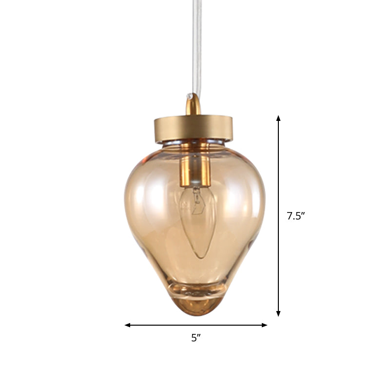 Gold Urn Pendant Lamp Modernist 1 Head Amber Glass Suspension Light for Dining Room Clearhalo 'Ceiling Lights' 'Glass shade' 'Glass' 'Modern Pendants' 'Modern' 'Pendant Lights' 'Pendants' Lighting' 359457