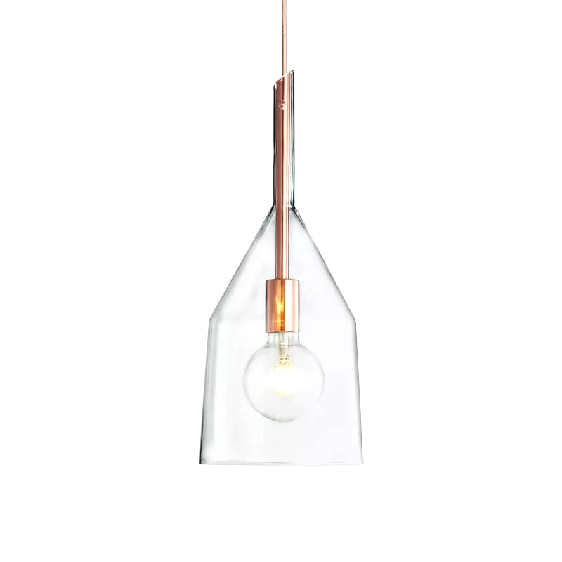 1 Head Kitchen Drop Pendant Simple Rose Gold Suspension Lamp with Bell Clear Glass Shade, 6"/7.5" Width Clearhalo 'Ceiling Lights' 'Glass shade' 'Glass' 'Modern Pendants' 'Modern' 'Pendant Lights' 'Pendants' Lighting' 359480