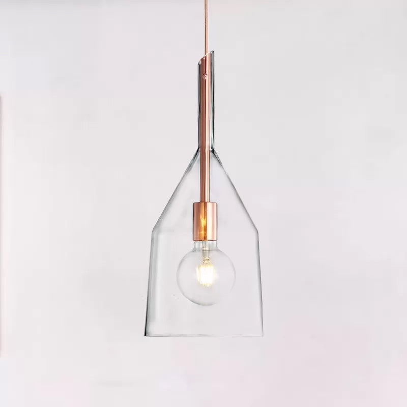 1 Head Kitchen Drop Pendant Simple Rose Gold Suspension Lamp with Bell Clear Glass Shade, 6"/7.5" Width Clearhalo 'Ceiling Lights' 'Glass shade' 'Glass' 'Modern Pendants' 'Modern' 'Pendant Lights' 'Pendants' Lighting' 359481