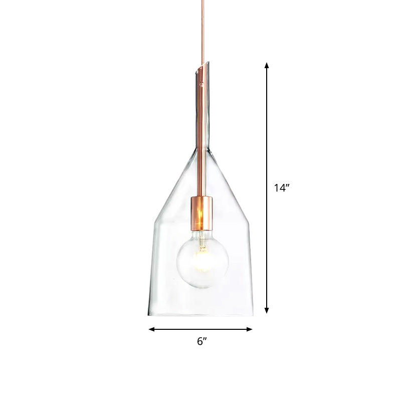 1 Head Kitchen Drop Pendant Simple Rose Gold Suspension Lamp with Bell Clear Glass Shade, 6"/7.5" Width Clearhalo 'Ceiling Lights' 'Glass shade' 'Glass' 'Modern Pendants' 'Modern' 'Pendant Lights' 'Pendants' Lighting' 359482
