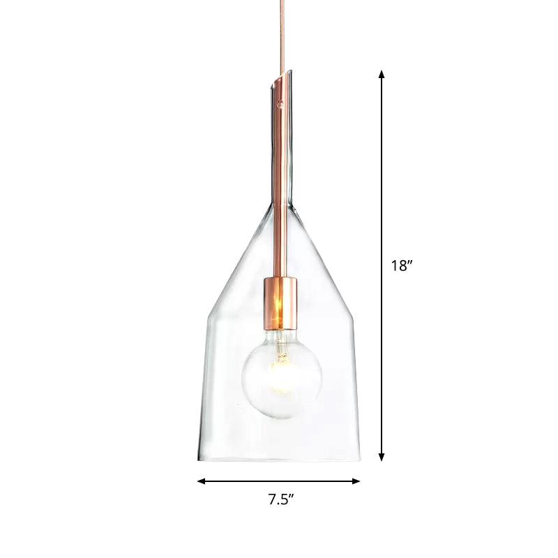 1 Head Kitchen Drop Pendant Simple Rose Gold Suspension Lamp with Bell Clear Glass Shade, 6"/7.5" Width Clearhalo 'Ceiling Lights' 'Glass shade' 'Glass' 'Modern Pendants' 'Modern' 'Pendant Lights' 'Pendants' Lighting' 359483