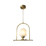 Opal Glass Jar Pendant Lighting Fixture Modern 1 Head Brass Ceiling Lamp for Restaurant Clearhalo 'Ceiling Lights' 'Glass shade' 'Glass' 'Modern Pendants' 'Modern' 'Pendant Lights' 'Pendants' Lighting' 359486