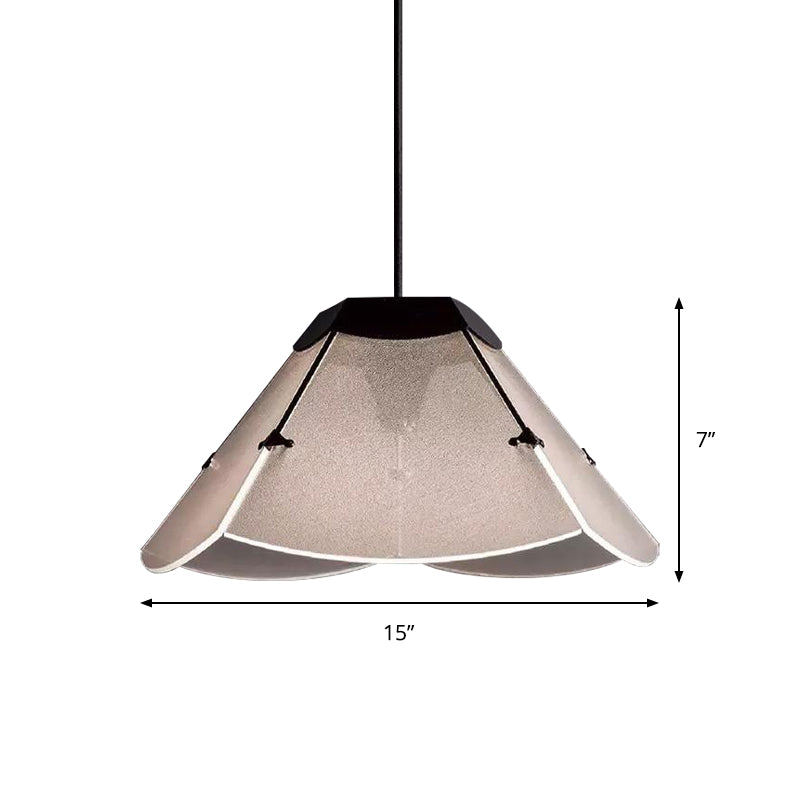 Modernism Scalloped Hanging Light Fixture White Glass 1 Light Living Room LED Ceiling Pendant Clearhalo 'Ceiling Lights' 'Chandeliers' 'Glass shade' 'Glass' 'Modern Pendants' 'Modern' 'Pendant Lights' 'Pendants' Lighting' 359525