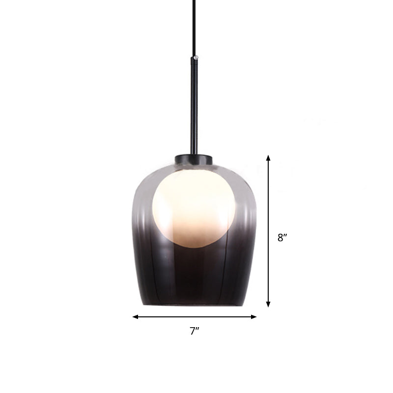 Smoke Gray Glass Dome Pendant Minimalism 1 Light LED White Suspension Lamp for Bedroom Clearhalo 'Ceiling Lights' 'Glass shade' 'Glass' 'Modern Pendants' 'Modern' 'Pendant Lights' 'Pendants' Lighting' 359536