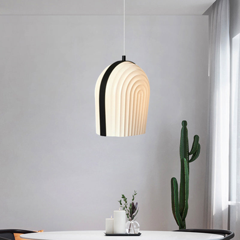 Contemporary Dome Suspension Pendant Frosted Glass 1 Bulb Bedroom Ceiling Light in Black and White Black-White Clearhalo 'Ceiling Lights' 'Glass shade' 'Glass' 'Modern Pendants' 'Modern' 'Pendant Lights' 'Pendants' Lighting' 359537