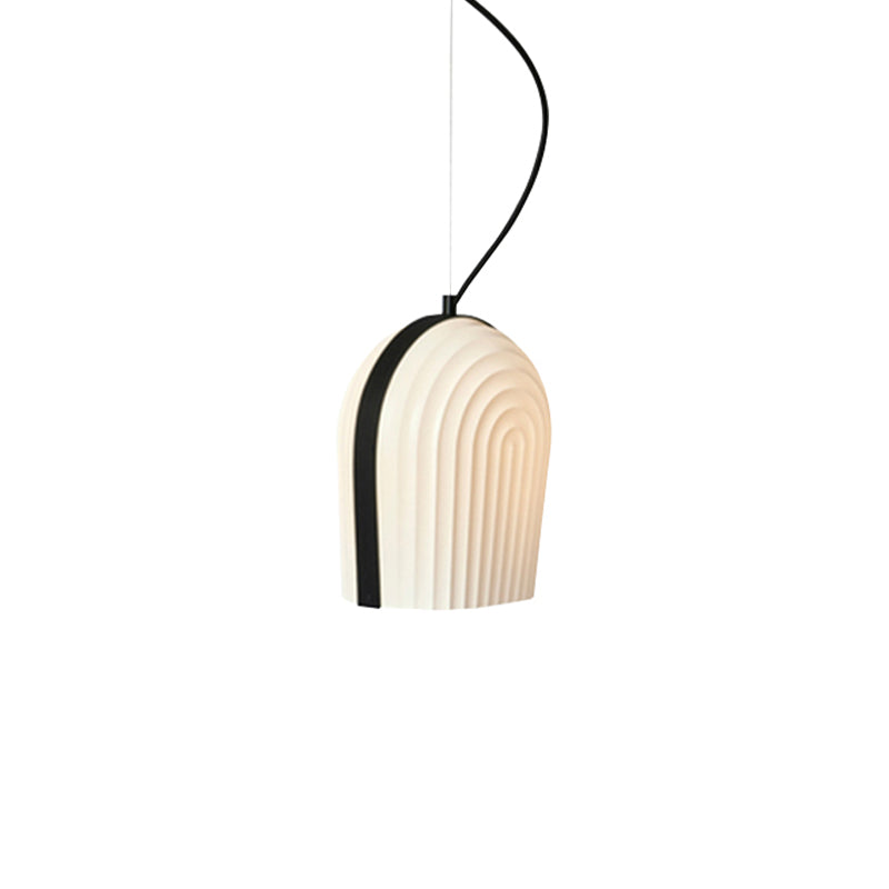 Contemporary Dome Suspension Pendant Frosted Glass 1 Bulb Bedroom Ceiling Light in Black and White Clearhalo 'Ceiling Lights' 'Glass shade' 'Glass' 'Modern Pendants' 'Modern' 'Pendant Lights' 'Pendants' Lighting' 359540