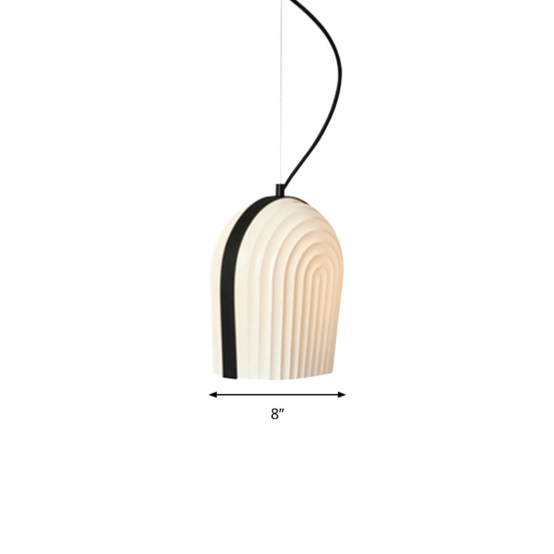 Contemporary Dome Suspension Pendant Frosted Glass 1 Bulb Bedroom Ceiling Light in Black and White Clearhalo 'Ceiling Lights' 'Glass shade' 'Glass' 'Modern Pendants' 'Modern' 'Pendant Lights' 'Pendants' Lighting' 359541