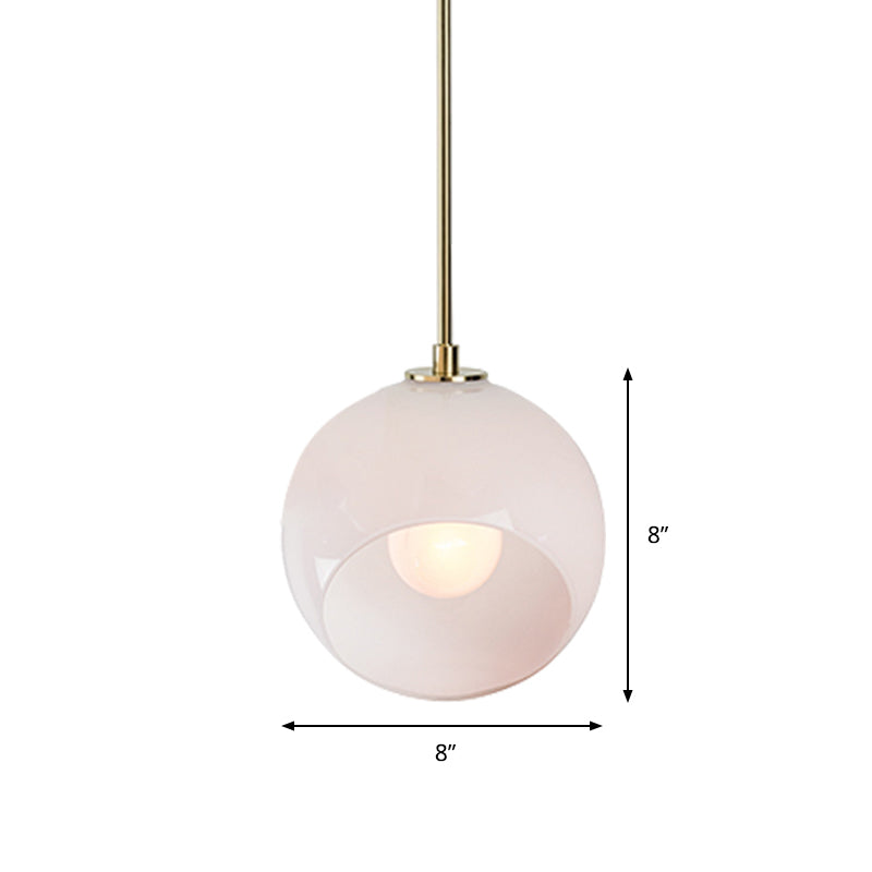 Globe Restaurant Suspension Lamp White Glass 1 Head Minimalist Ceiling Hang Fixture Clearhalo 'Ceiling Lights' 'Chandeliers' 'Glass shade' 'Glass' 'Modern Pendants' 'Modern' 'Pendant Lights' 'Pendants' Lighting' 359571