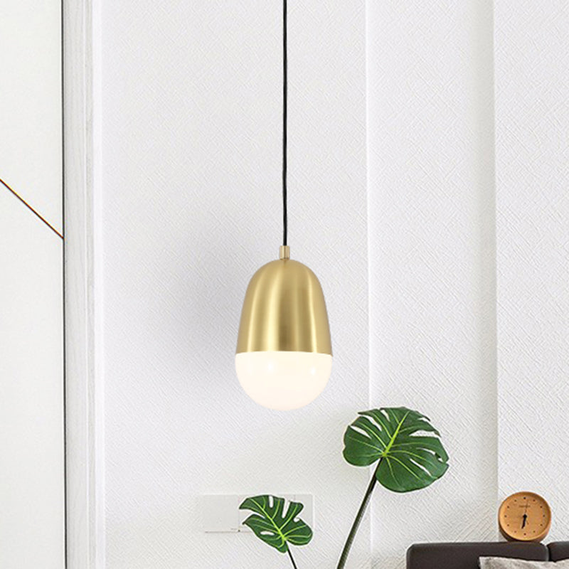 Metal Pill Hanging Lamp Minimalism 1 Bulb Brass Pendant Ceiling Light for Bedroom Brass Clearhalo 'Ceiling Lights' 'Modern Pendants' 'Modern' 'Pendant Lights' 'Pendants' Lighting' 359667