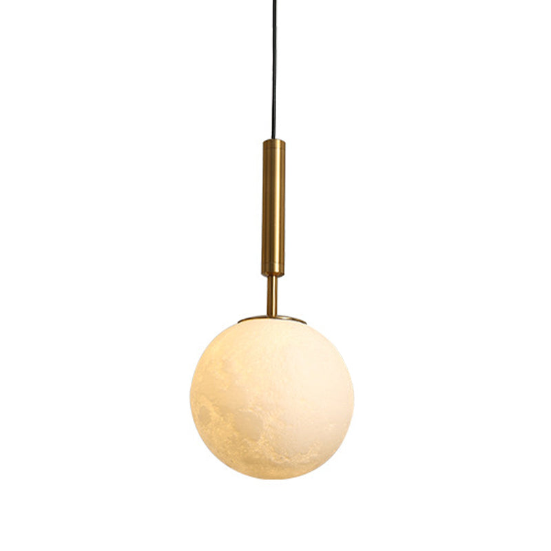 Orb LED Hanging Light Simple Opal Frosted Glass 1 Head Gold Pendant Lighting Fixture for Bedroom Clearhalo 'Ceiling Lights' 'Close To Ceiling Lights' 'Glass shade' 'Glass' 'Modern Pendants' 'Modern' 'Pendant Lights' 'Pendants' Lighting' 359681