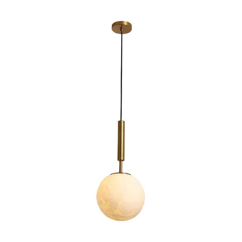 Orb LED Hanging Light Simple Opal Frosted Glass 1 Head Gold Pendant Lighting Fixture for Bedroom Clearhalo 'Ceiling Lights' 'Close To Ceiling Lights' 'Glass shade' 'Glass' 'Modern Pendants' 'Modern' 'Pendant Lights' 'Pendants' Lighting' 359682