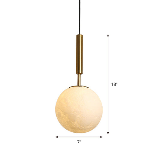 Orb LED Hanging Light Simple Opal Frosted Glass 1 Head Gold Pendant Lighting Fixture for Bedroom Clearhalo 'Ceiling Lights' 'Close To Ceiling Lights' 'Glass shade' 'Glass' 'Modern Pendants' 'Modern' 'Pendant Lights' 'Pendants' Lighting' 359683