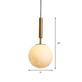 Orb LED Hanging Light Simple Opal Frosted Glass 1 Head Gold Pendant Lighting Fixture for Bedroom Clearhalo 'Ceiling Lights' 'Close To Ceiling Lights' 'Glass shade' 'Glass' 'Modern Pendants' 'Modern' 'Pendant Lights' 'Pendants' Lighting' 359683