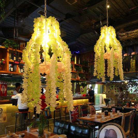 Green Urn Suspension Light Industrial 1 Head Restaurant Pendant Light with Plant Decoration Green Clearhalo 'Art Deco Pendants' 'Cast Iron' 'Ceiling Lights' 'Ceramic' 'Crystal' 'Industrial Pendants' 'Industrial' 'Metal' 'Middle Century Pendants' 'Pendant Lights' 'Pendants' 'Tiffany' Lighting' 359707