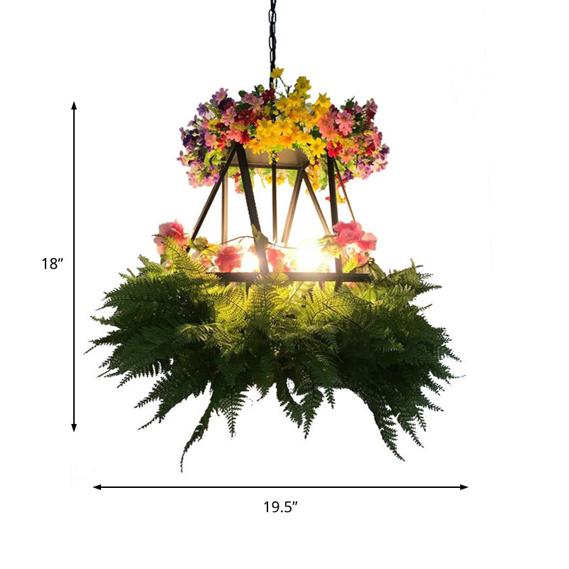 Green Plant Chandelier Pendant Light Vintage Metal 5 Lights LED Restaurant Drop Lamp Clearhalo 'Cast Iron' 'Ceiling Lights' 'Chandeliers' 'Industrial Chandeliers' 'Industrial' 'Metal' 'Middle Century Chandeliers' 'Rustic Chandeliers' 'Tiffany' Lighting' 359852