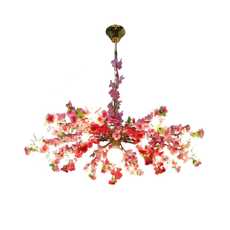 Industrial Bloom Hanging Chandelier 16 Heads Metal LED Down Lighting Pendant in Pink/Yellow/Purple Clearhalo 'Cast Iron' 'Ceiling Lights' 'Chandeliers' 'Industrial Chandeliers' 'Industrial' 'Metal' 'Middle Century Chandeliers' 'Rustic Chandeliers' 'Tiffany' Lighting' 359860