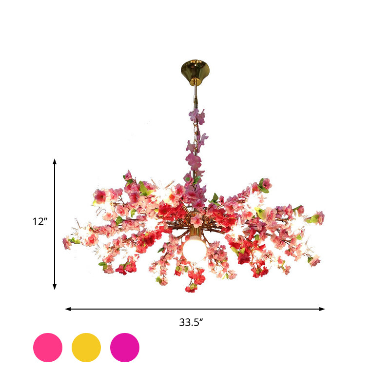 Industrial Bloom Hanging Chandelier 16 Heads Metal LED Down Lighting Pendant in Pink/Yellow/Purple Clearhalo 'Cast Iron' 'Ceiling Lights' 'Chandeliers' 'Industrial Chandeliers' 'Industrial' 'Metal' 'Middle Century Chandeliers' 'Rustic Chandeliers' 'Tiffany' Lighting' 359861