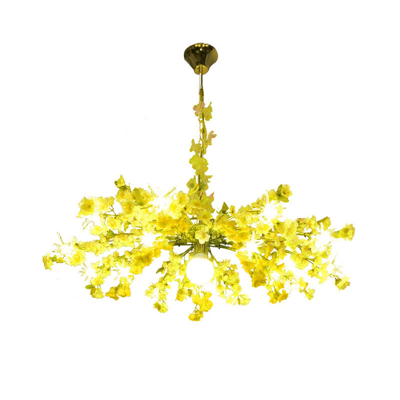 Industrial Bloom Hanging Chandelier 16 Heads Metal LED Down Lighting Pendant in Pink/Yellow/Purple Clearhalo 'Cast Iron' 'Ceiling Lights' 'Chandeliers' 'Industrial Chandeliers' 'Industrial' 'Metal' 'Middle Century Chandeliers' 'Rustic Chandeliers' 'Tiffany' Lighting' 359863