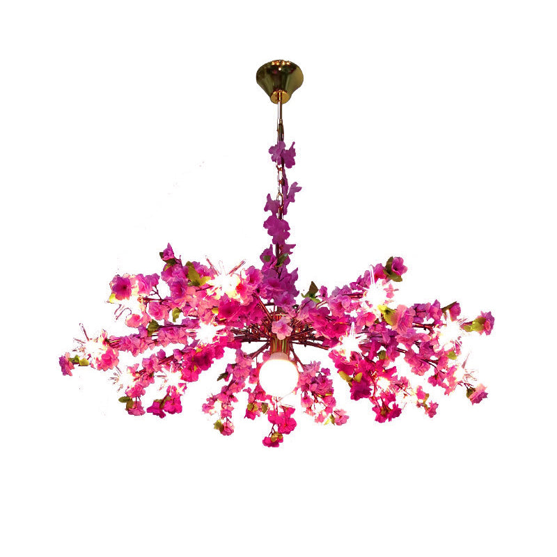 Industrial Bloom Hanging Chandelier 16 Heads Metal LED Down Lighting Pendant in Pink/Yellow/Purple Clearhalo 'Cast Iron' 'Ceiling Lights' 'Chandeliers' 'Industrial Chandeliers' 'Industrial' 'Metal' 'Middle Century Chandeliers' 'Rustic Chandeliers' 'Tiffany' Lighting' 359865