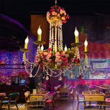 6 Lights Metal Ceiling Chandelier Retro Gold Candle Restaurant LED Flower Down Lighting with Crystal Accent Clearhalo 'Cast Iron' 'Ceiling Lights' 'Chandeliers' 'Industrial Chandeliers' 'Industrial' 'Metal' 'Middle Century Chandeliers' 'Rustic Chandeliers' 'Tiffany' Lighting' 359868