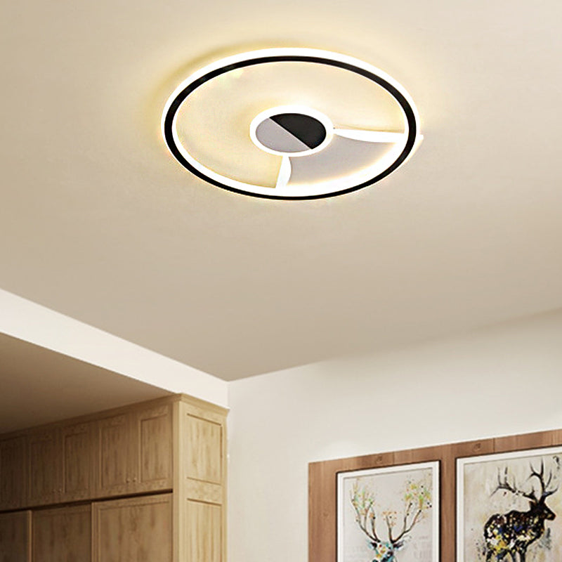 Modern White/Warm Flush Mount Lighting Acrylic 16"/19.5"/23.5" Flush Mount Lights in Black Black Clearhalo 'Ceiling Lights' 'Close To Ceiling Lights' 'Close to ceiling' Lighting' 360077