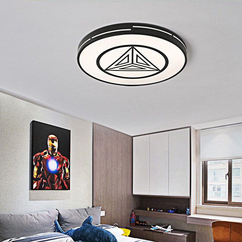 Acrylic Round Flush Mount Light with Triangle Bedroom Kitchen Modern Warm/White Lighting Ceiling Light in Black and White White Clearhalo 'Ceiling Lights' 'Close To Ceiling Lights' 'Close to ceiling' 'Flush mount' Lighting' 360465