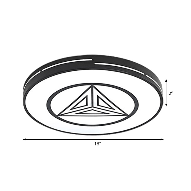 Acrylic Round Flush Mount Light with Triangle Bedroom Kitchen Modern Warm/White Lighting Ceiling Light in Black and White Clearhalo 'Ceiling Lights' 'Close To Ceiling Lights' 'Close to ceiling' 'Flush mount' Lighting' 360468