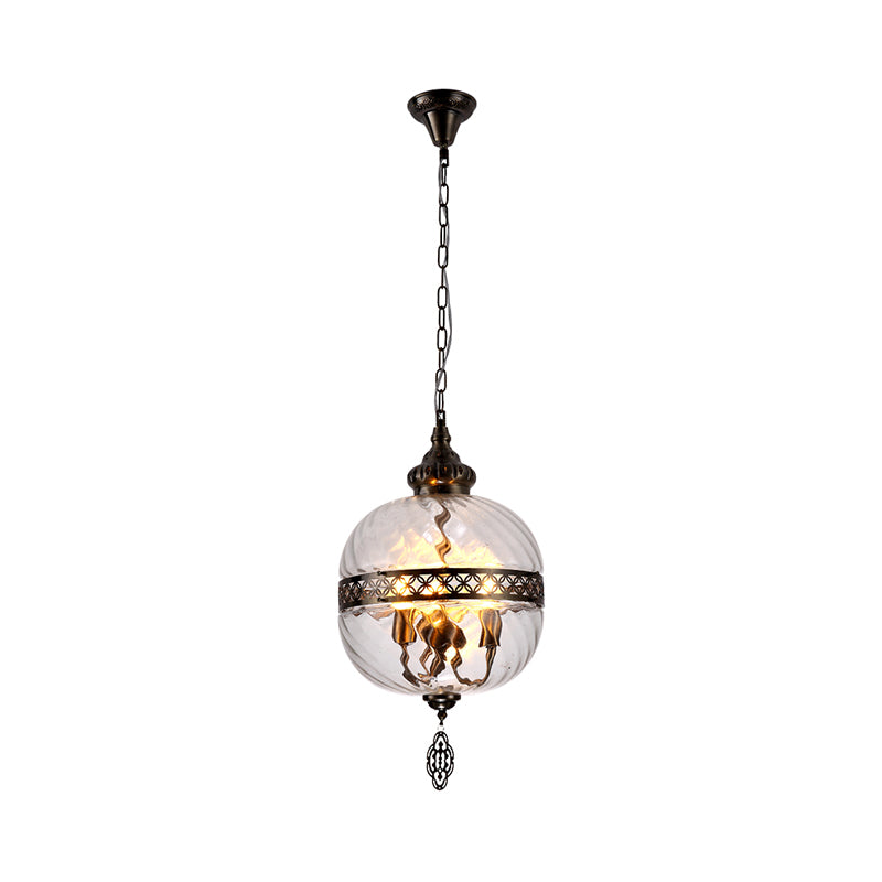 Clear Prismatic Glass Teardrop/Globe Ceiling Lamp Turkish 1 Head Restaurant Suspension Pendant Light, 18"/19.5" H Clearhalo 'Ceiling Lights' 'Close To Ceiling Lights' 'Glass shade' 'Glass' 'Pendant Lights' 'Pendants' Lighting' 360999