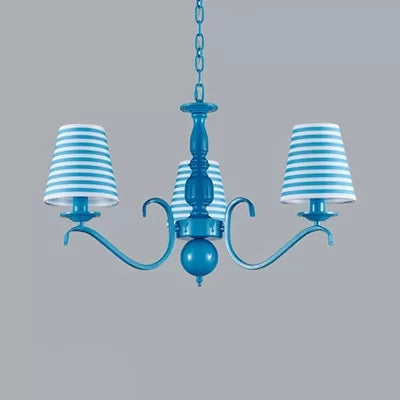 Modern Blue Pendant Lamp with Tapered Shade 3 Bulbs Metal Chandelier for Boys Bedroom Clearhalo 'Ceiling Lights' 'Chandeliers' Lighting' options 36100