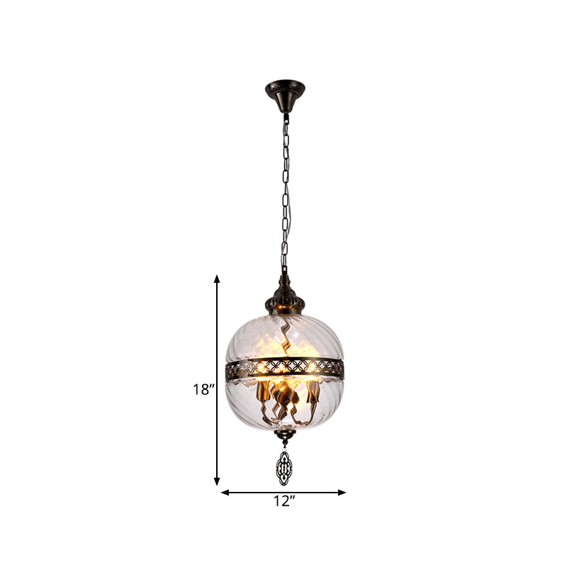 Clear Prismatic Glass Teardrop/Globe Ceiling Lamp Turkish 1 Head Restaurant Suspension Pendant Light, 18"/19.5" H Clearhalo 'Ceiling Lights' 'Close To Ceiling Lights' 'Glass shade' 'Glass' 'Pendant Lights' 'Pendants' Lighting' 361000