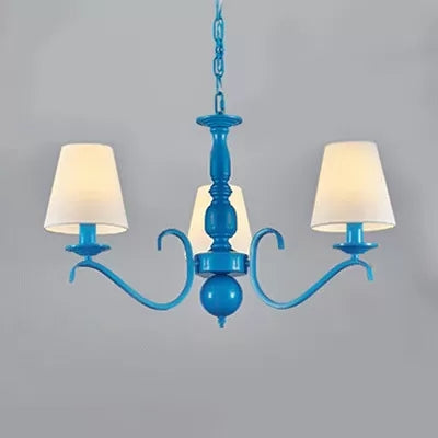 Modern Blue Pendant Lamp with Tapered Shade 3 Bulbs Metal Chandelier for Boys Bedroom Clearhalo 'Ceiling Lights' 'Chandeliers' Lighting' options 36103