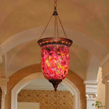 Cut Glass Red Hanging Light Urn 1 Light Vintage Down Lighting Pendant for Hallway Clearhalo 'Ceiling Lights' 'Pendant Lights' 'Pendants' Lighting' 361032