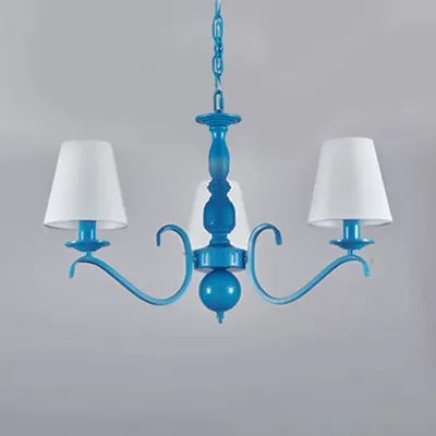 Modern Blue Pendant Lamp with Tapered Shade 3 Bulbs Metal Chandelier for Boys Bedroom Clearhalo 'Ceiling Lights' 'Chandeliers' Lighting' options 36104