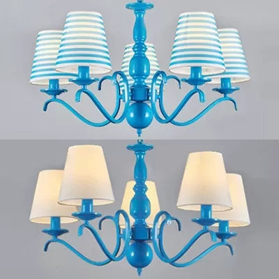 Bucket Shade Pendant Light 5 Lights Contemporary Metal Chandelier in Blue for Dining Room Clearhalo 'Ceiling Lights' 'Chandeliers' Lighting' options 36105