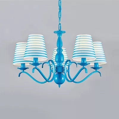 Bucket Shade Pendant Light 5 Lights Contemporary Metal Chandelier in Blue for Dining Room Blue Clearhalo 'Ceiling Lights' 'Chandeliers' Lighting' options 36106_19bb7014-fc42-447a-a749-7235f4934805