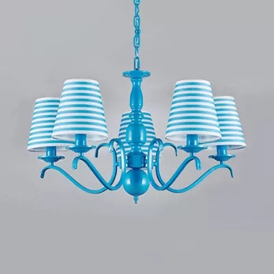 Bucket Shade Pendant Light 5 Lights Contemporary Metal Chandelier in Blue for Dining Room Clearhalo 'Ceiling Lights' 'Chandeliers' Lighting' options 36107
