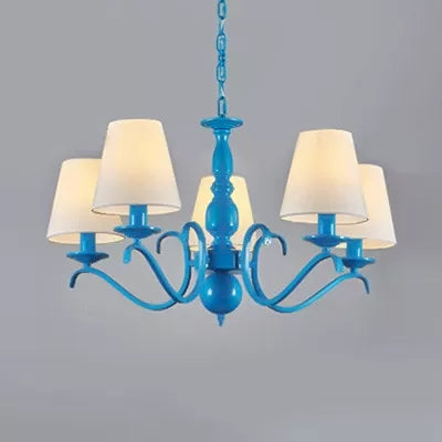 Bucket Shade Pendant Light 5 Lights Contemporary Metal Chandelier in Blue for Dining Room White Clearhalo 'Ceiling Lights' 'Chandeliers' Lighting' options 36108_347f720c-d2eb-4dfe-a106-63687f120f46