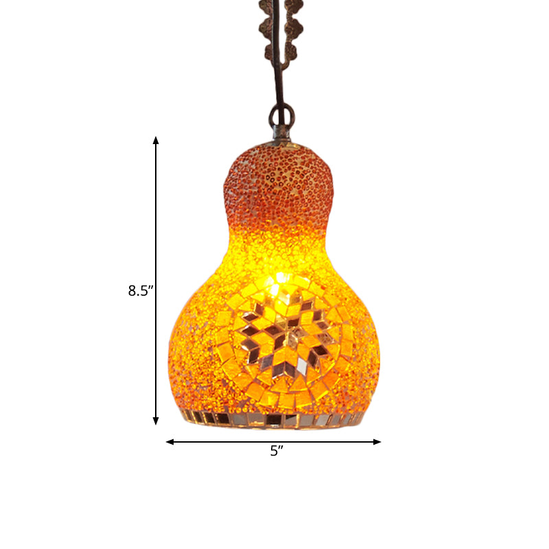 Cut Glass Gourd Hanging Light Fixture Turkish 1 Light Restaurant Ceiling Pendant in Yellow/Orange/Green Clearhalo 'Ceiling Lights' 'Pendant Lights' 'Pendants' Lighting' 361090