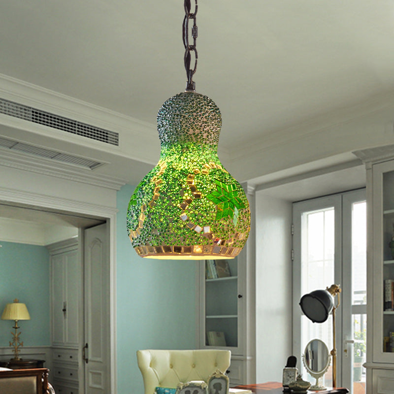 Cut Glass Gourd Hanging Light Fixture Turkish 1 Light Restaurant Ceiling Pendant in Yellow/Orange/Green Clearhalo 'Ceiling Lights' 'Pendant Lights' 'Pendants' Lighting' 361091