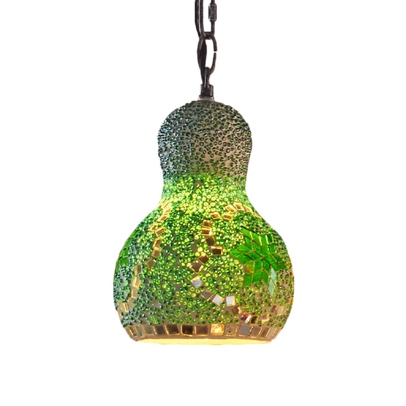 Cut Glass Gourd Hanging Light Fixture Turkish 1 Light Restaurant Ceiling Pendant in Yellow/Orange/Green Clearhalo 'Ceiling Lights' 'Pendant Lights' 'Pendants' Lighting' 361093