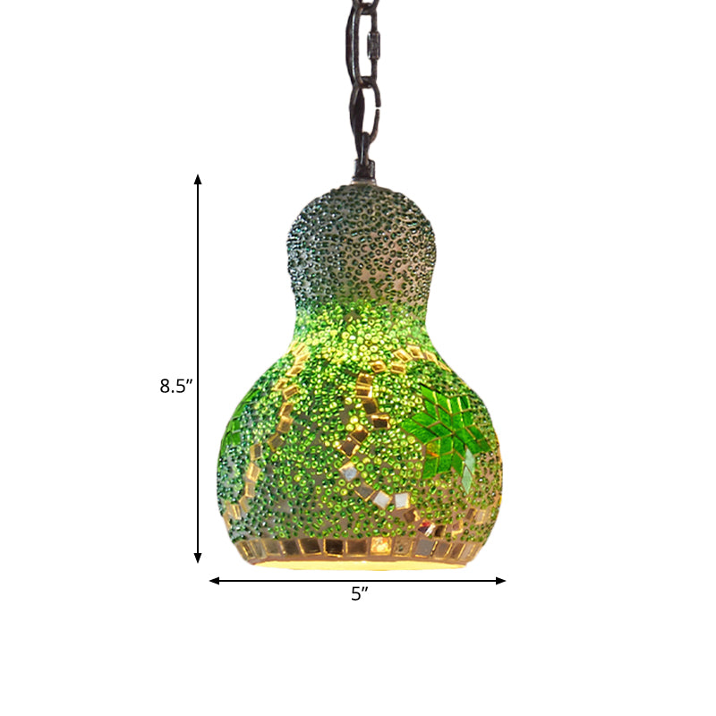 Cut Glass Gourd Hanging Light Fixture Turkish 1 Light Restaurant Ceiling Pendant in Yellow/Orange/Green Clearhalo 'Ceiling Lights' 'Pendant Lights' 'Pendants' Lighting' 361094