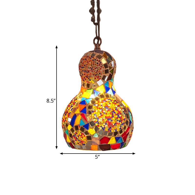 Cut Glass Gourd Hanging Light Fixture Turkish 1 Light Restaurant Ceiling Pendant in Yellow/Orange/Green Clearhalo 'Ceiling Lights' 'Pendant Lights' 'Pendants' Lighting' 361114