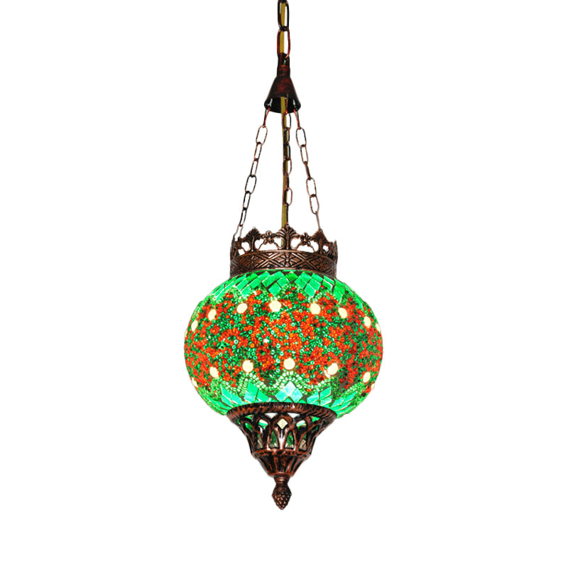 Cut Glass Sphere Ceiling Lamp Decorative 1 Head Living Room Suspension Pendant Light in Green Clearhalo 'Ceiling Lights' 'Pendant Lights' 'Pendants' Lighting' 361176