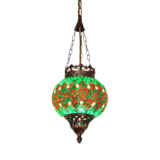 Cut Glass Sphere Ceiling Lamp Decorative 1 Head Living Room Suspension Pendant Light in Green Clearhalo 'Ceiling Lights' 'Pendant Lights' 'Pendants' Lighting' 361176