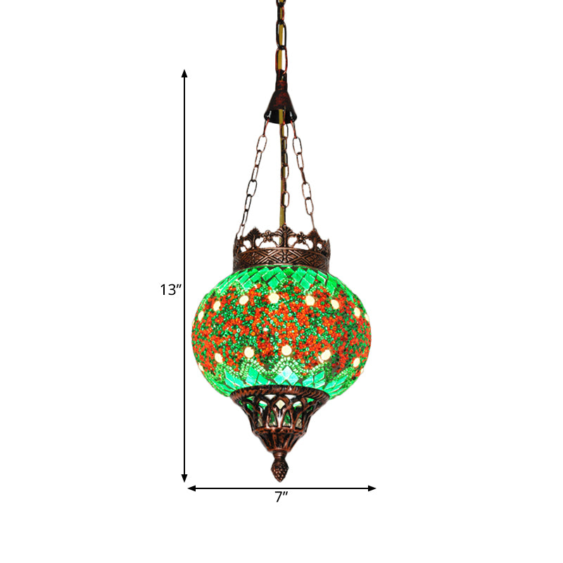 Cut Glass Sphere Ceiling Lamp Decorative 1 Head Living Room Suspension Pendant Light in Green Clearhalo 'Ceiling Lights' 'Pendant Lights' 'Pendants' Lighting' 361177