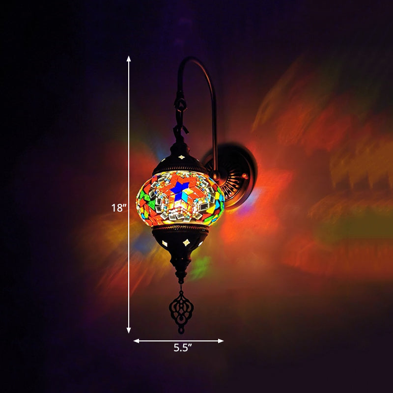 1 Light Wall Sconce Lighting Decorative Global Hand Rolled Art Glass Wall Mount Lamp in Red/Orange/Green Clearhalo 'Wall Lamps & Sconces' 'Wall Lights' Lighting' 361238