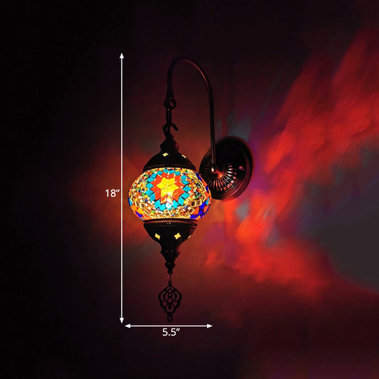 1 Light Wall Sconce Lighting Decorative Global Hand Rolled Art Glass Wall Mount Lamp in Red/Orange/Green Clearhalo 'Wall Lamps & Sconces' 'Wall Lights' Lighting' 361244