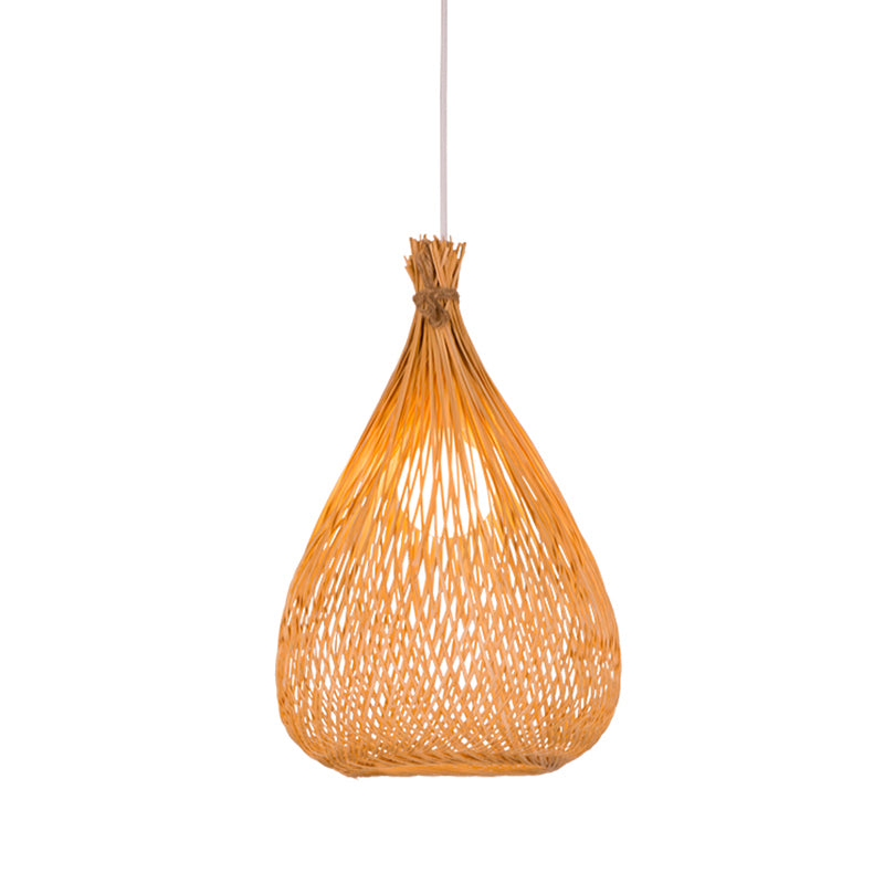 Hand-Woven Pendant Lighting Japanese Bamboo 1 Bulb Wood Ceiling Suspension Lamp for Tearoom Clearhalo 'Ceiling Lights' 'Pendant Lights' 'Pendants' Lighting' 361277