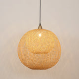 Handcrafted Ceiling Light Chinese Bamboo 1 Bulb Beige Suspended Lighting Fixture Clearhalo 'Ceiling Lights' 'Pendant Lights' 'Pendants' Lighting' 361336